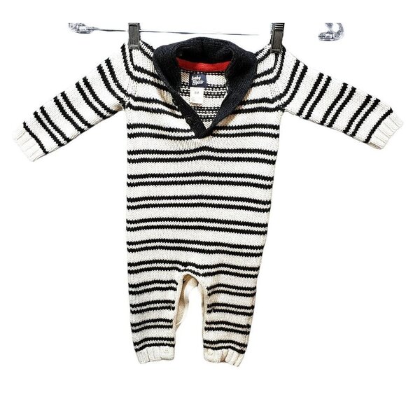 Baby B'gosh L/S Onsie Size 6 Months Knit Crochet Buttons Oshkosh B'gosh Blue EUC - Picture 1 of 10